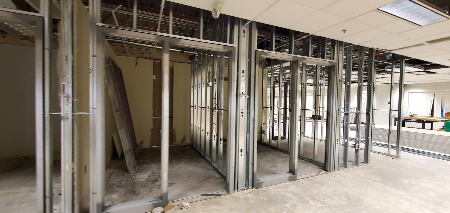 New steel stud interior walls. Photo supplied by Mason McKenzie, Rambo Wall & Ceiling Limited.