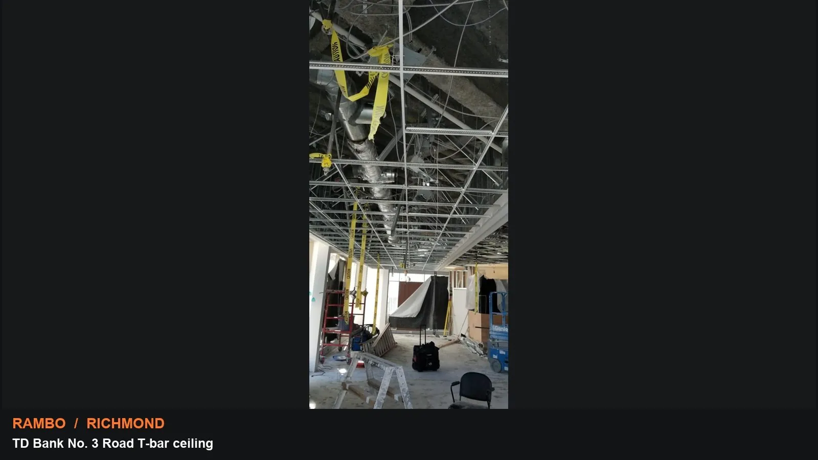 TD Bank No. 3 Road T-bar ceiling: collage of actual supplied project photographs