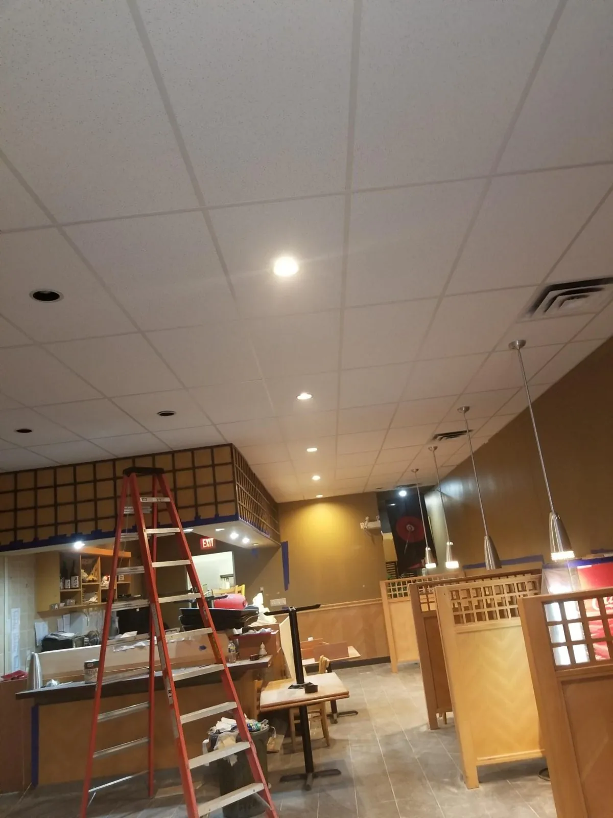 Vancouver sushi restaurant ceiling: before and after — supplied project archive view 1.